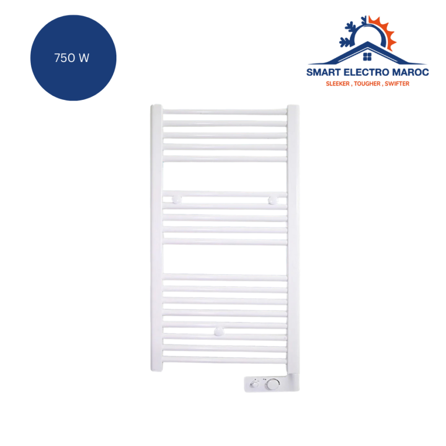 Sèche-serviettes Florance 750 W, chauffage rapide et design moderne pour salle de bain.