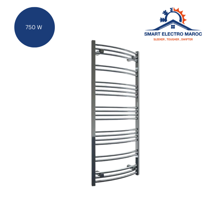 Sèche-serviettes Florance chrome 750 W, chauffage rapide et design moderne pour salle de bain.